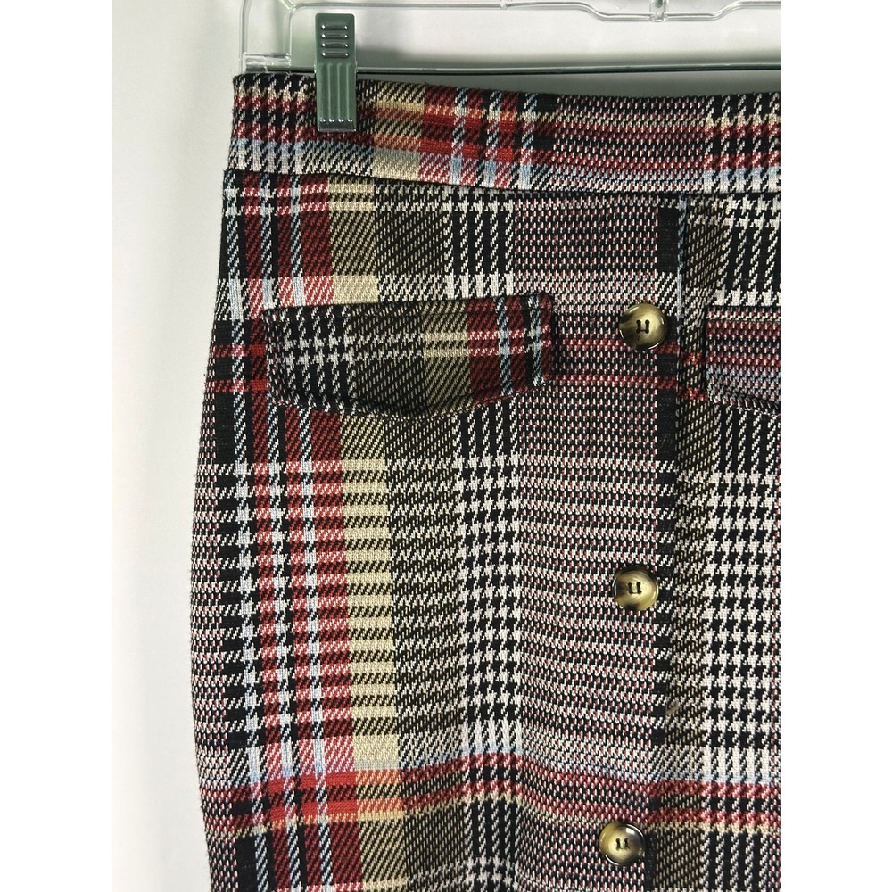 Sensational Collection Skirt Womens M Pencil High Waist Button Front Plaid Red